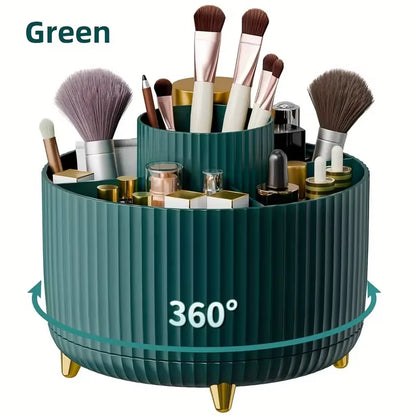 360° Rotating Makeup Tool Storage Box Desktop Organizer Cosmetic Brushes Holder Lipstick Eyebrow Pencil Holder Jewelry Container