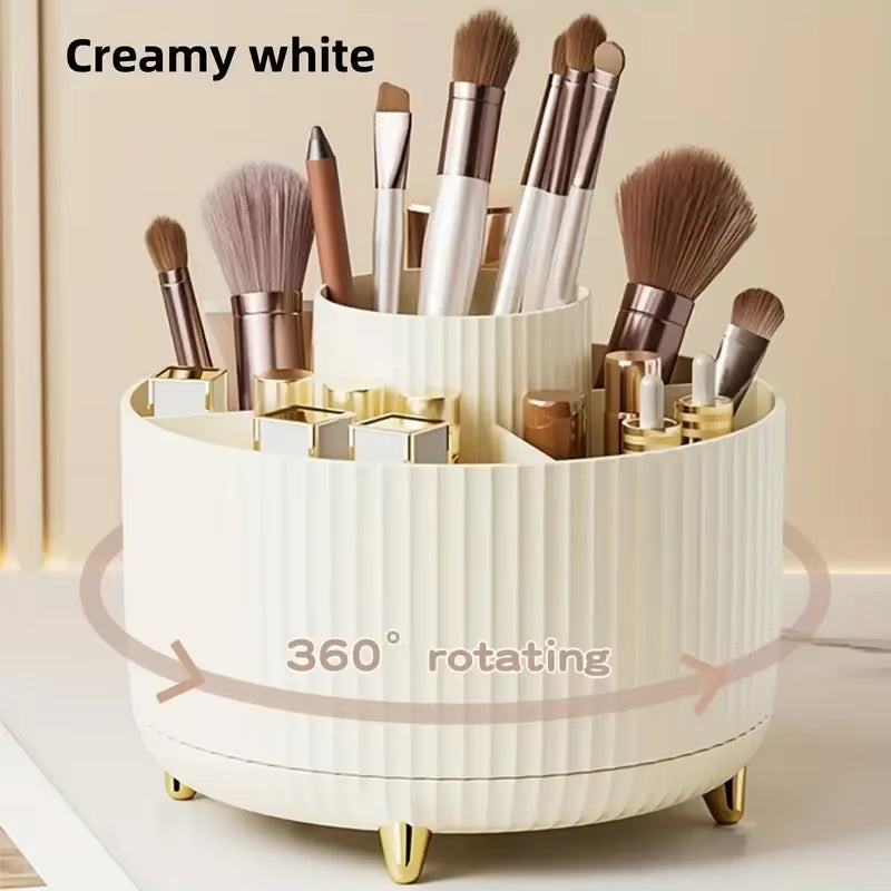 360° Rotating Makeup Tool Storage Box Desktop Organizer Cosmetic Brushes Holder Lipstick Eyebrow Pencil Holder Jewelry Container