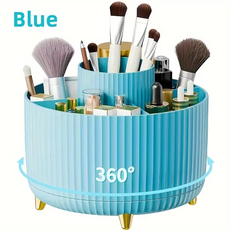 360° Rotating Makeup Tool Storage Box Desktop Organizer Cosmetic Brushes Holder Lipstick Eyebrow Pencil Holder Jewelry Container