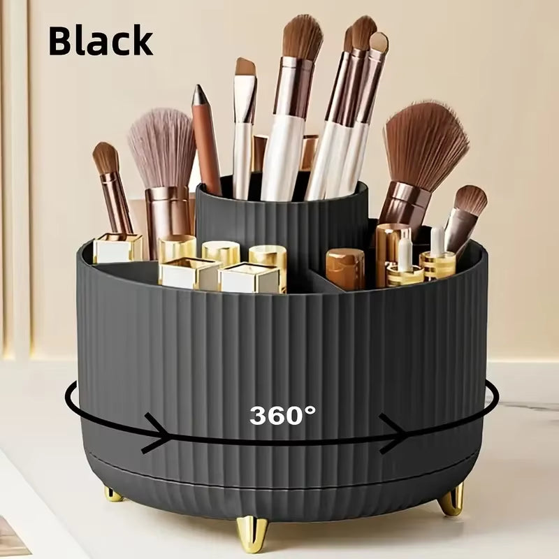 360° Rotating Makeup Tool Storage Box Desktop Organizer Cosmetic Brushes Holder Lipstick Eyebrow Pencil Holder Jewelry Container