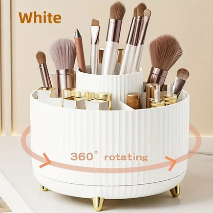 360° Rotating Makeup Tool Storage Box Desktop Organizer Cosmetic Brushes Holder Lipstick Eyebrow Pencil Holder Jewelry Container