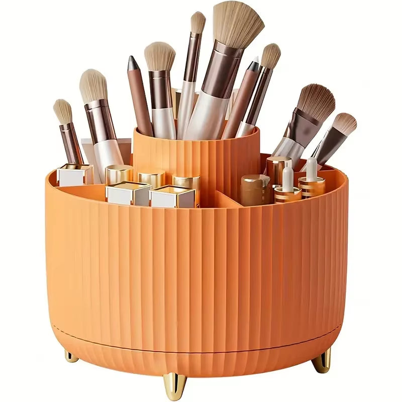 360° Rotating Makeup Tool Storage Box Desktop Organizer Cosmetic Brushes Holder Lipstick Eyebrow Pencil Holder Jewelry Container